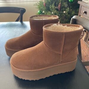 Brown Suede Platform Boots